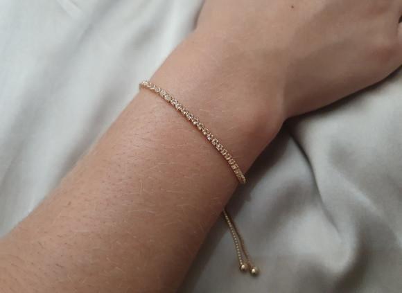 Pulseira Riviera Dourada com Cristais Transparentes