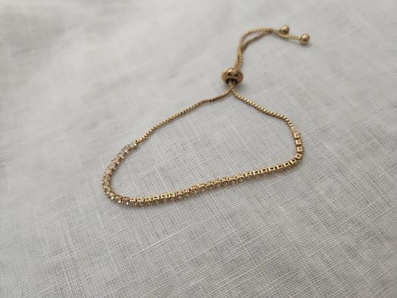 Pulseira Riviera Dourada com Cristais Transparentes