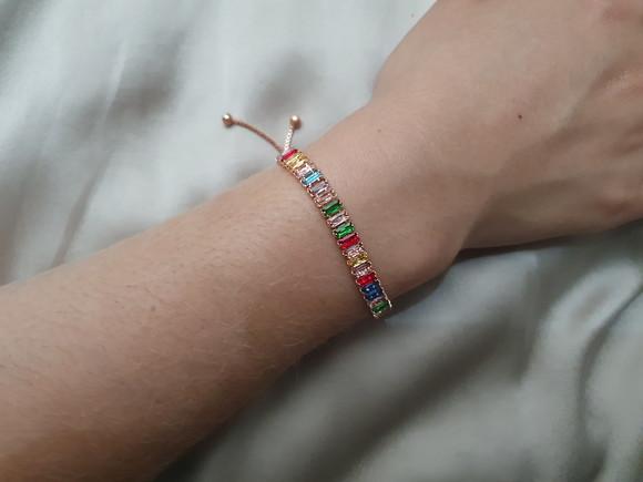 Pulseira Riviera Ouro Rose com Cristais Coloridos
