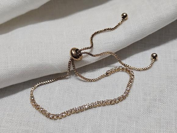 Pulseira Riviera Dourada com Cristais Transparentes