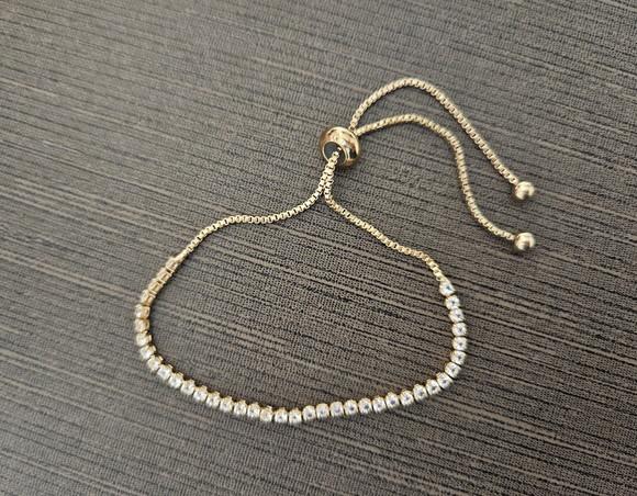 Pulseira Riviera Dourada com Cristais Transparentes