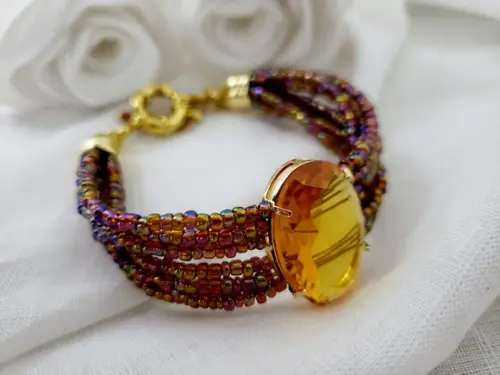 Bracelete Banhado de Cristal Citrino