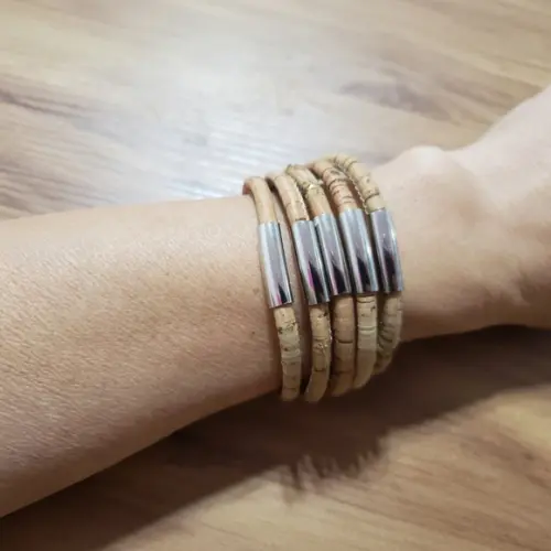 Bracelete de Cortiça e Metal