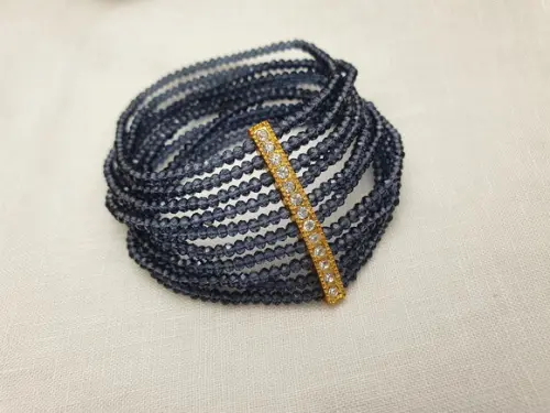 Bracelete Dourado com Cristais Ametista