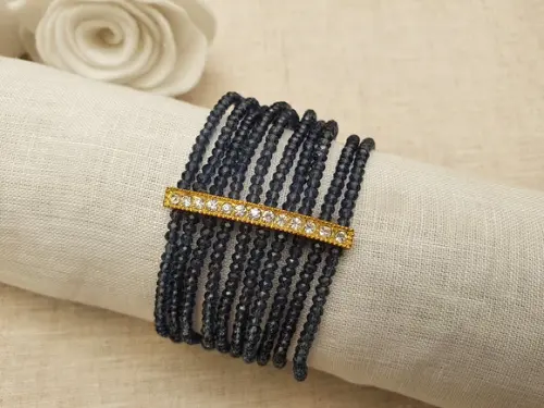 Bracelete Dourado com Cristais Ametista