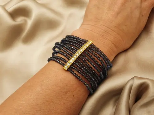 Bracelete Dourado com Cristais Ametista