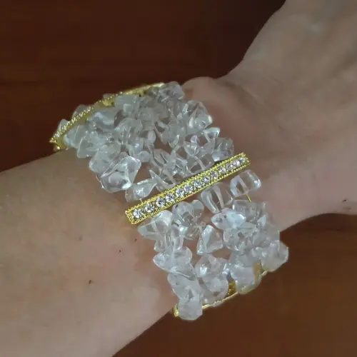 Bracelete Dourado com Cristais Incolores