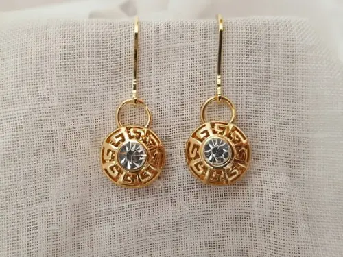 Brinco Anzol Dourado e Cristal Incolor