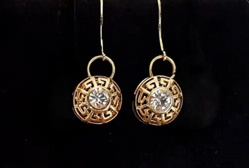 Brinco Anzol Dourado e Cristal Incolor