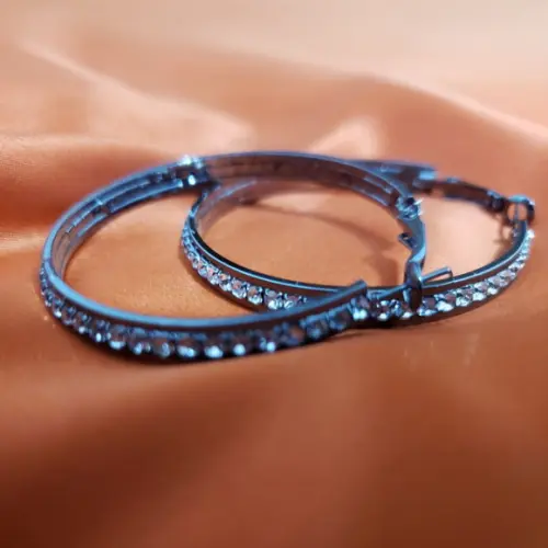 Brinco Argola com Cristais Incolores - 5cm