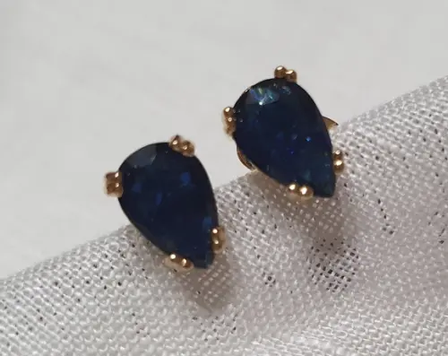 Brinco Banhado com Cristal Azul Bic