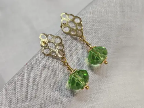 Brinco Banhado com Cristal Color Verde