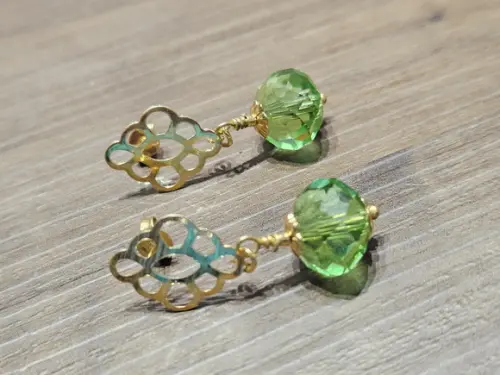 Brinco Banhado com Cristal Color Verde