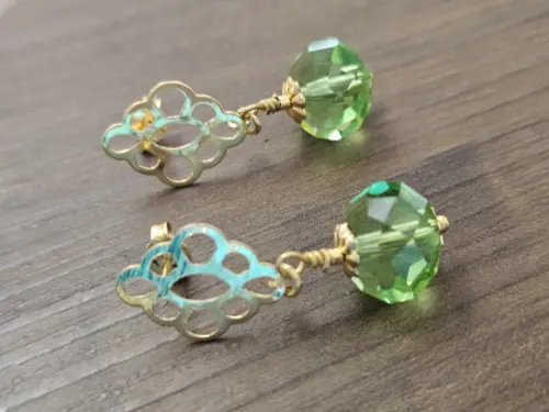 Brinco Banhado com Cristal Color Verde