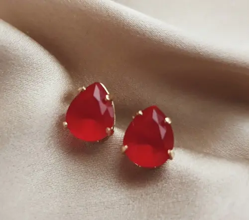Brinco Banhado Com Cristal Rubi