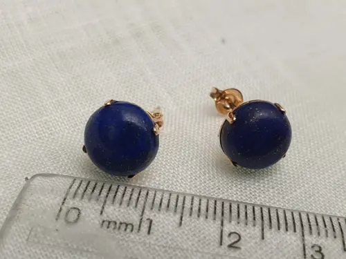 Brinco Banhado com Pedra Natural Lápis Lazuli 10mm