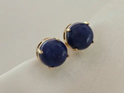Brinco Banhado com Pedra Natural Lápis Lazuli 10mm