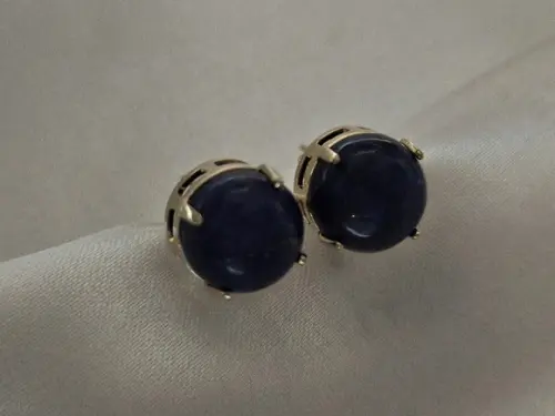 Brinco Banhado com Pedra Natural Lápis Lazuli 10mm