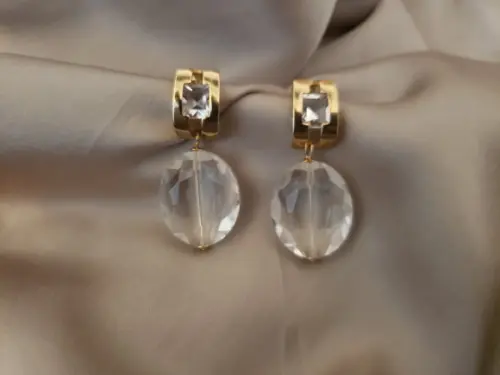 Brinco Banhado com Zircônia e Pingente Cristal