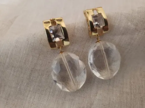 Brinco Banhado com Zircônia e Pingente Cristal