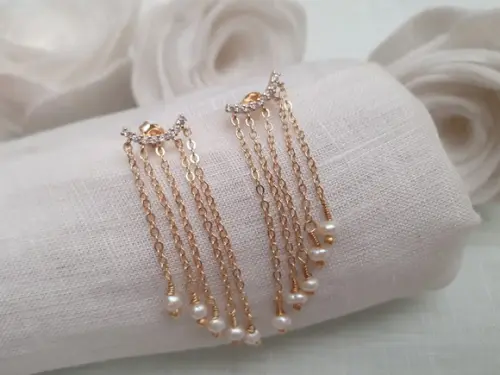 Brinco Banhado Longo com Pérola Natural
