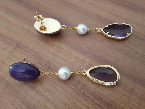 Brinco Cabochão e Pérolas