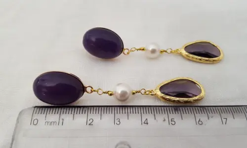 Brinco Cabochão e Pérolas