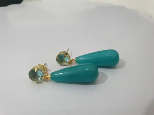 Brinco de Pedra Angelita e Cristal