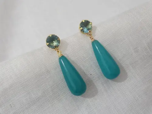 Brinco de Pedra Angelita e Cristal