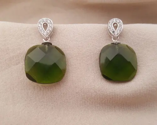 Brinco de Prata e Cristal Turmalina