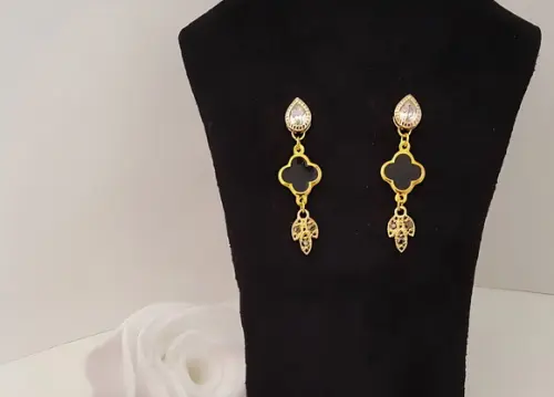 Brinco de Zircônia e Cristais Cinza