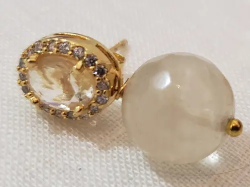 Brinco Dourado Cristal Fusion e Pingente de Cristal Rutilado