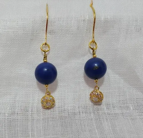 Brinco Gancho com Pedra Natural Lápis Lazuli