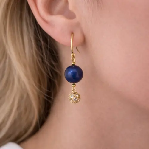 Brinco Gancho com Pedra Natural Lápis Lazuli