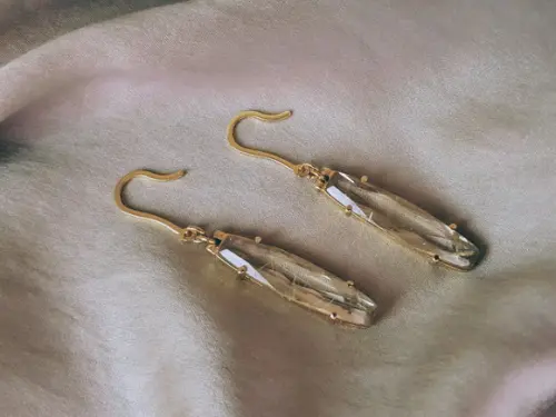 Brinco Gancho com Quartzo Rutilado