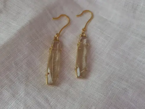 Brinco Gancho com Quartzo Rutilado