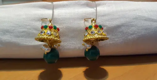 Brinco Gancho de Strass, Cristais e Pérolas