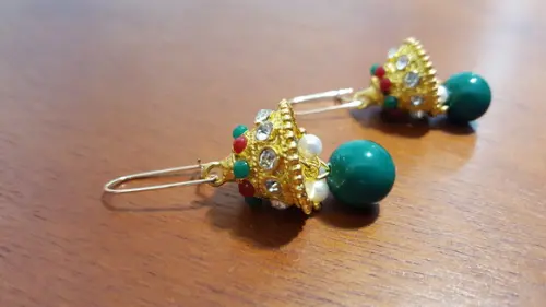 Brinco Gancho de Strass, Cristais e Pérolas