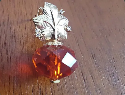 Brinco Pino Dourado com Cristal Laranja