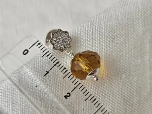 Brinco Pino Prata com Cristal Ambar