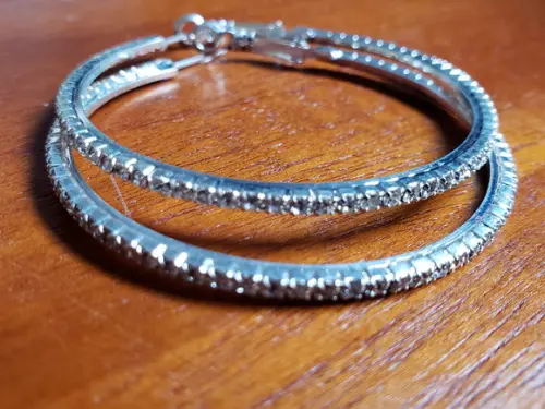 Brinco Prata Argola com Cristal Transparente