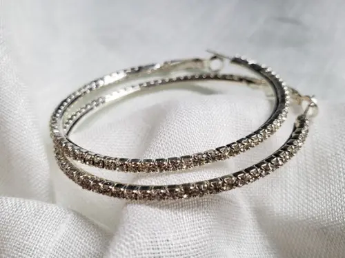 Brinco Prata Argola com Cristal Transparente