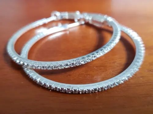 Brinco Prata Argola com Cristal Transparente