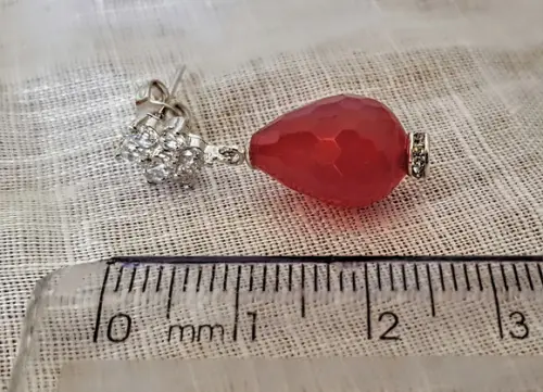 Brinco Prata com Zircônias e Cristal Rubi