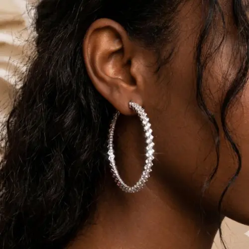 Brinco Prata Argola Zig Zag 3,5cm