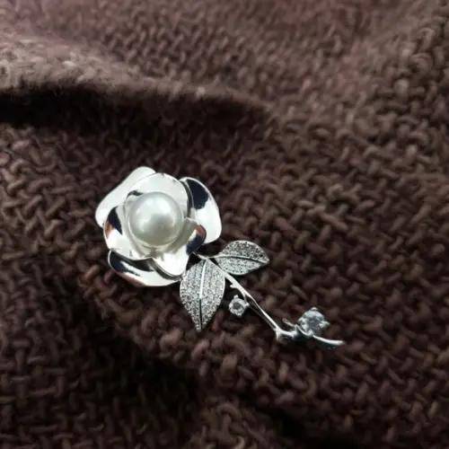 Broche Banhado Cravejado de Mini Zircônias e Pérola