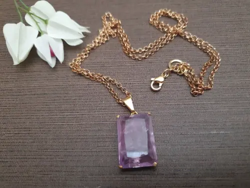 Colar Banhado Com Cristal Lavanda