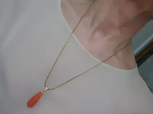 Colar Banhado com Pedra Natural Ágata Laranja