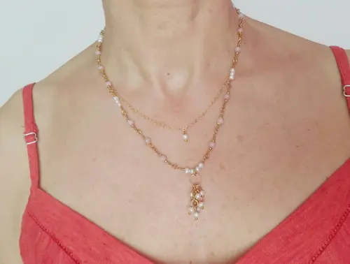 Colar Banhado com Pérolas e Pedras Naturais