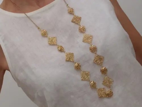 Colar Banhado Dourado com Filigranas